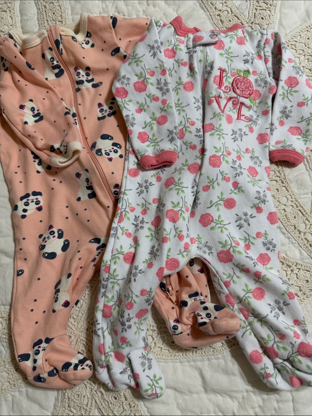 Bundle of One-Pieces Footed Pajamas 3-6M For Infant Girl